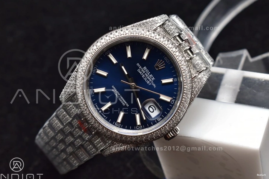 41mm Stick JDF Markers Best Version Blue DateJust Diamond 1124